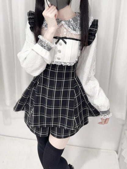 Peter Pan Collar Long Sleeves Dress Shorts