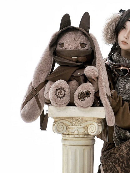 Wasteland Punk Bounty Hunter Bunny Brown Plush Bunny Bag / Plushie