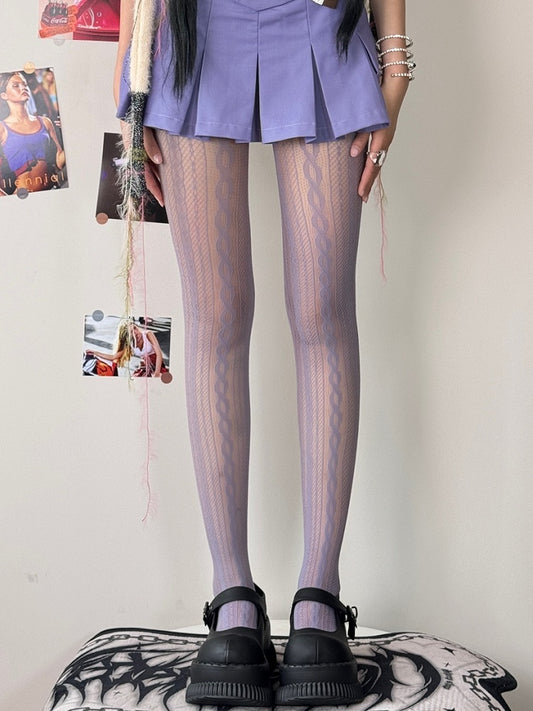 Hollow-out Purple/Brown/Pink Y2K Tights