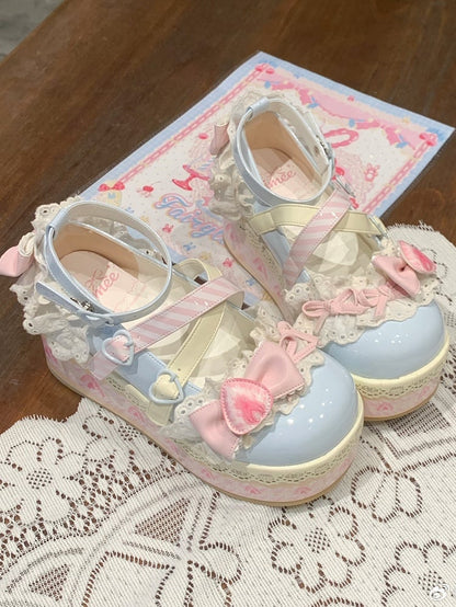 Accents Jane Strawberry Bow Blue Cake Sweet Lolita Shoes Sea Salt Mary Platforms