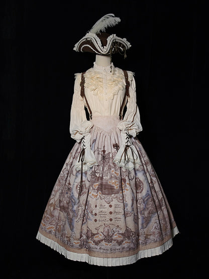 Gürtel Taille Pirat Lolita Rock Korsett Print Creamy Ship