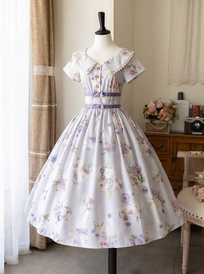Mark Retro Lolita Flower Waist Dress