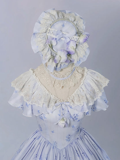Hut Blau Stiefmütterchen Elegant Lolita Dekoriert