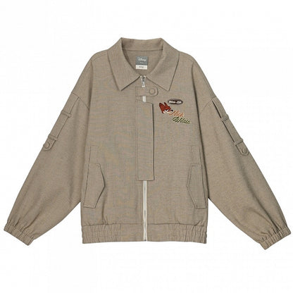 Zootopia Nick Khaki Polo Collar Plaid Jacket