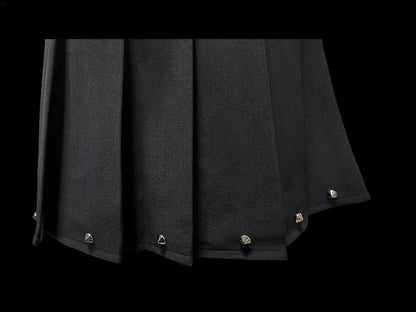 Y2K Black Cross Charms High Waist Studs Punk Pleated Skirt