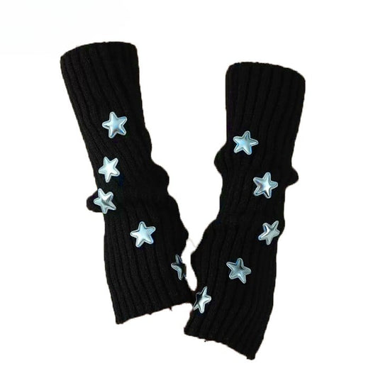 Schwarze Handschuhe mit Sterndekor