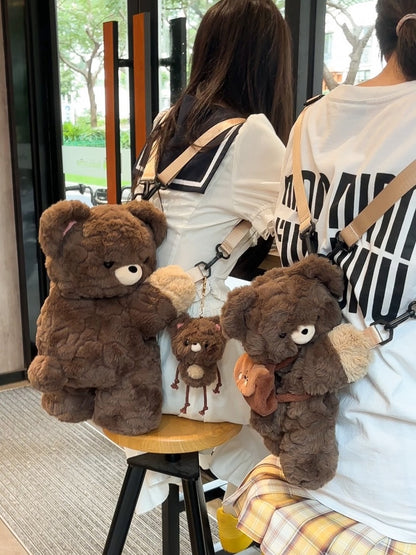 Cute Teddy Brown Plush Backpack/Crossbody