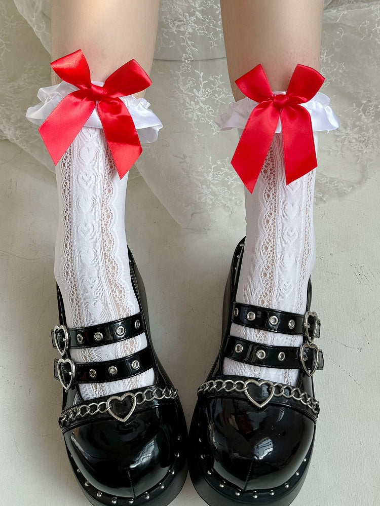 Big Bowknot Ruffle Trim Lolita Socks