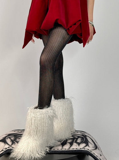 Black/Red/Gray/Brown Tights Pattern Striped