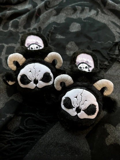 Black and White Grim Reaper Gothic Winter Plush Slippers