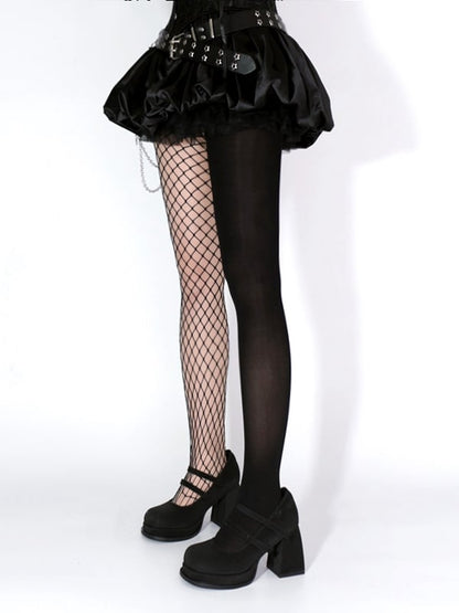 Design Fishnet Punk Tights Asymmetrical Black