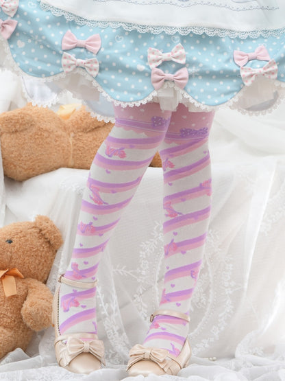 Purple Little Candy Cotton Over-the-Knee Stockings