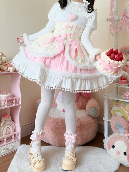 Trimming Yellow Autumn for Winter Sweet Lolita Plush and Dress