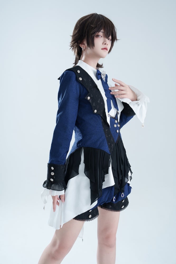 Gothic Ouji Lolita Ciel Vibes Dark Blue Prince Coat Outfit