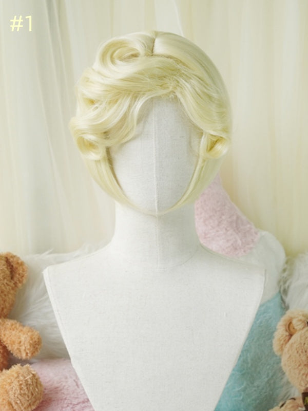 Light Blonde Bob Cut Short Wig With Curly/Full Bangs