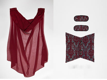 Gilet gothique Lolita noir et rouge Ouji à queue d'hirondelle