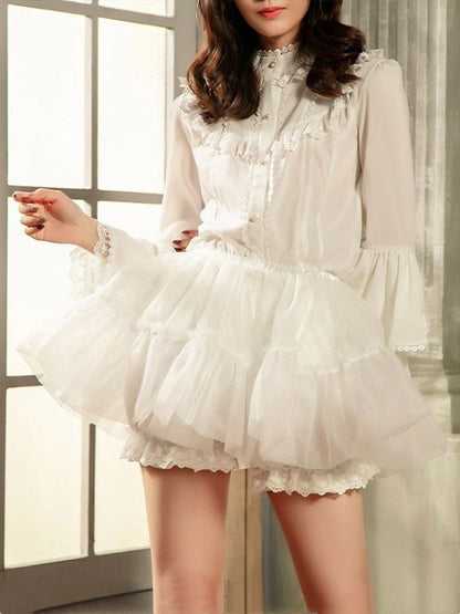 Bloomers with Petticoat Lining Puffy White 37cm