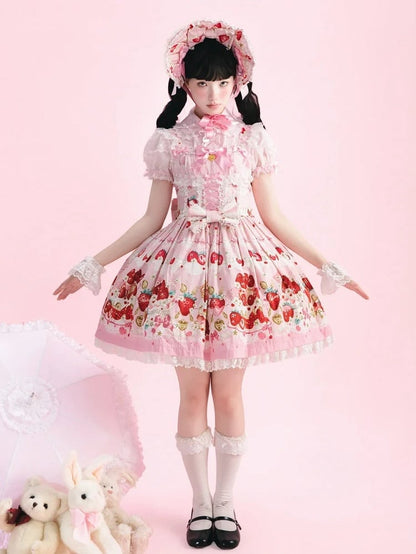 Cake Strawberry Jumper Sweet Skirt Print Pink Lolita