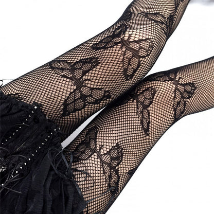 Fishnet Butterfly Tights Black Pattern Dark Punk