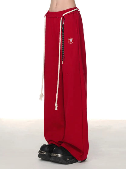 Cut Blue/Gray/Red Wide-leg Pants Dark