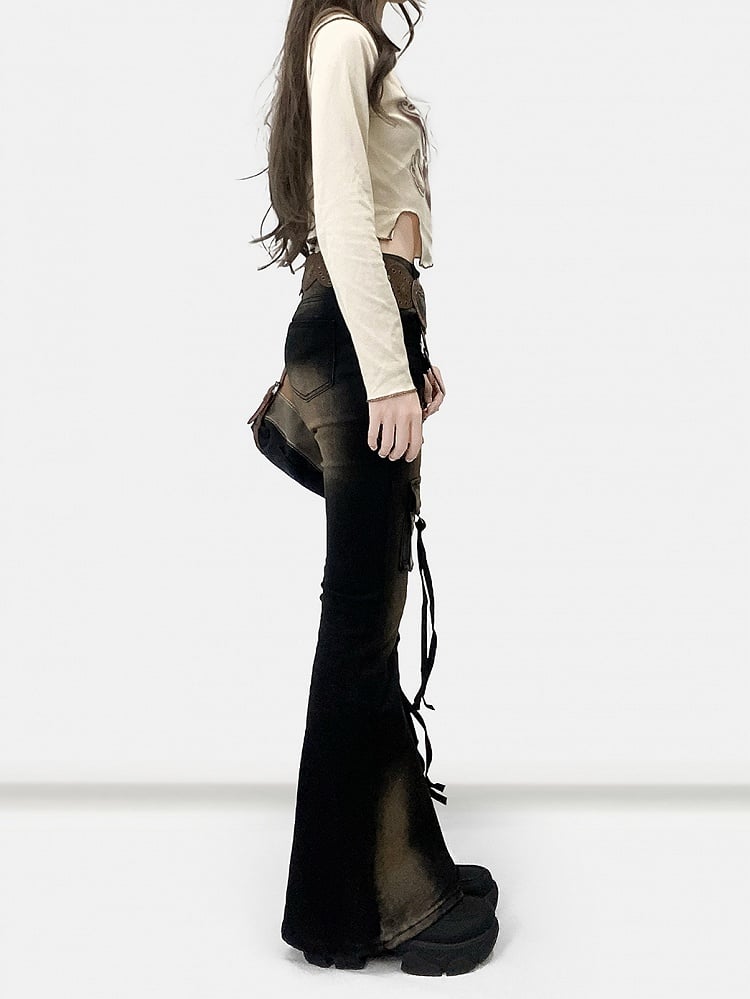 Distressed Flare Black Jeans Design Silhouette Bittersweet