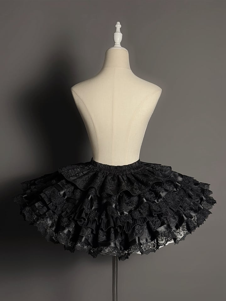Skirt Set Sleeveless Kuro Lolita Gothic Tiered Full Halter Neck Top Black +