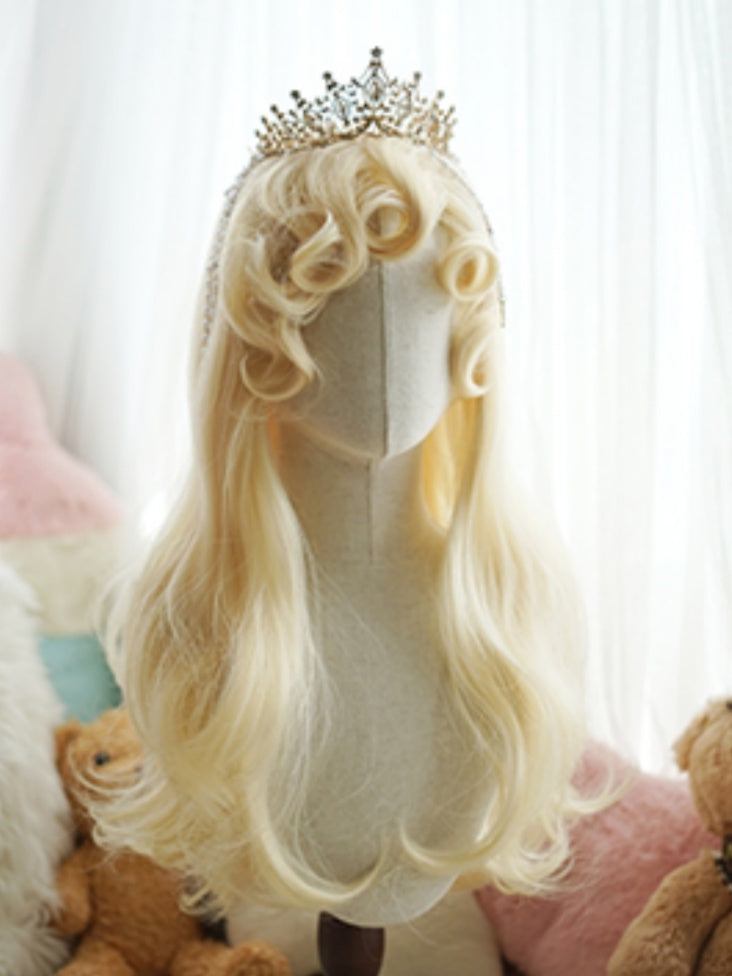 Red/Light Blonde/White/Caramel 60CM Long Wavy Wig With Curly Bangs