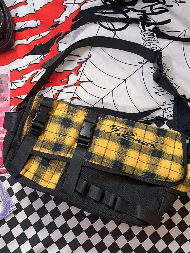 Yellow Plaid/Black Casual Crossbody