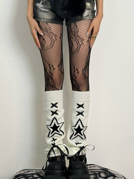 Design Tights Hollow-out Red/Black/White