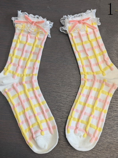 Options Cartoon Socks Ruffled Lolita Cuffs Calf Colorful 9