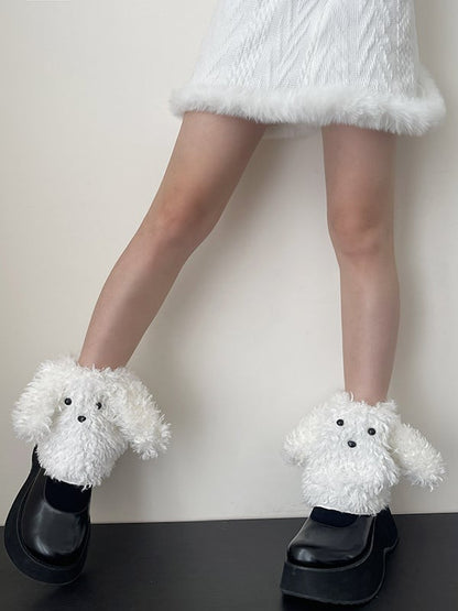 Cute White/Khaki/Grey/Brown Y2K Puppy-shaped Leg Warmers