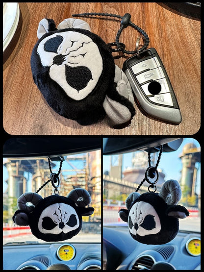 Black and White Grim Reaper Gothic Plush Key Chain Charm