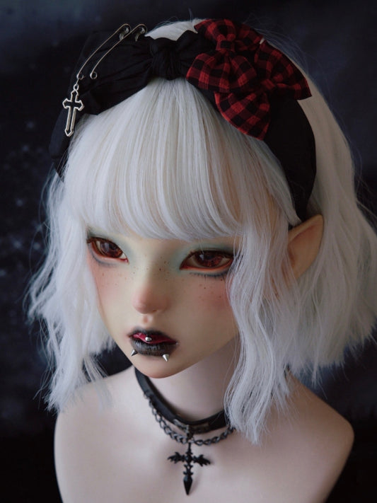 Cross Details Charm KC And Bowknot Pins With Black