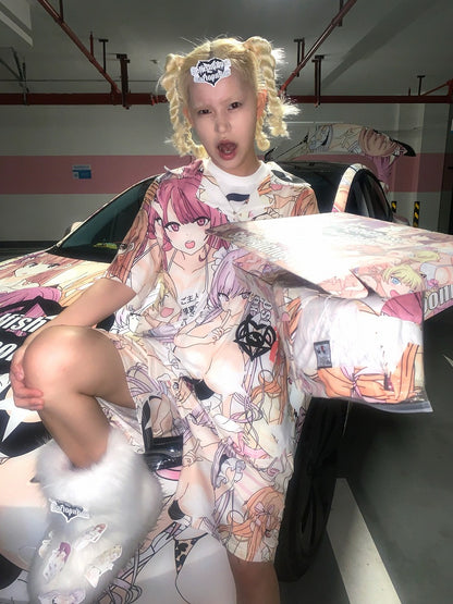 Colorful Cartoon Set Print Pajamas