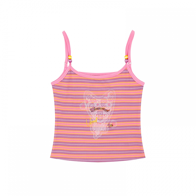 Scoop Top Neckline Ginger/Pink Stripes Cami Slim-fitting