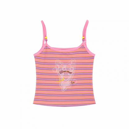 Scoop Top Neckline Ginger/Pink Stripes Cami Slim-fitting