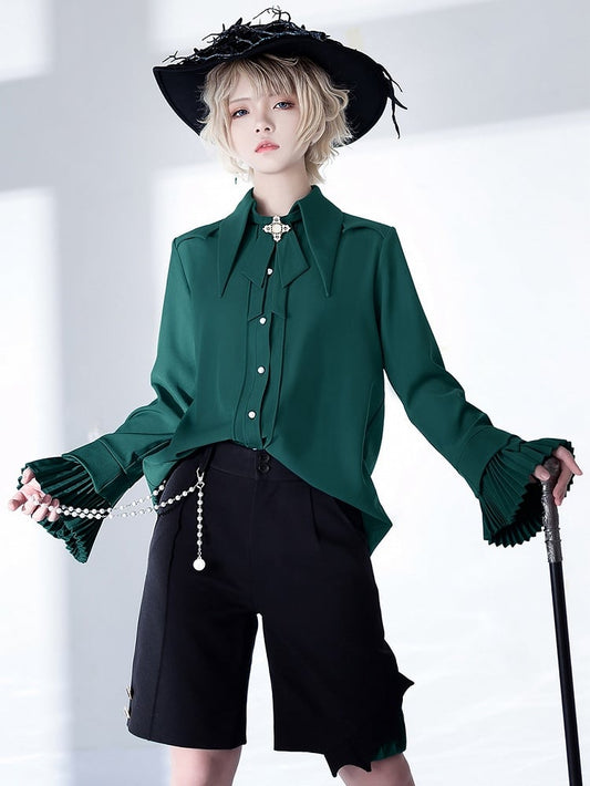 Style Ouji Collar Green Prince Shirt Lolita Pointed