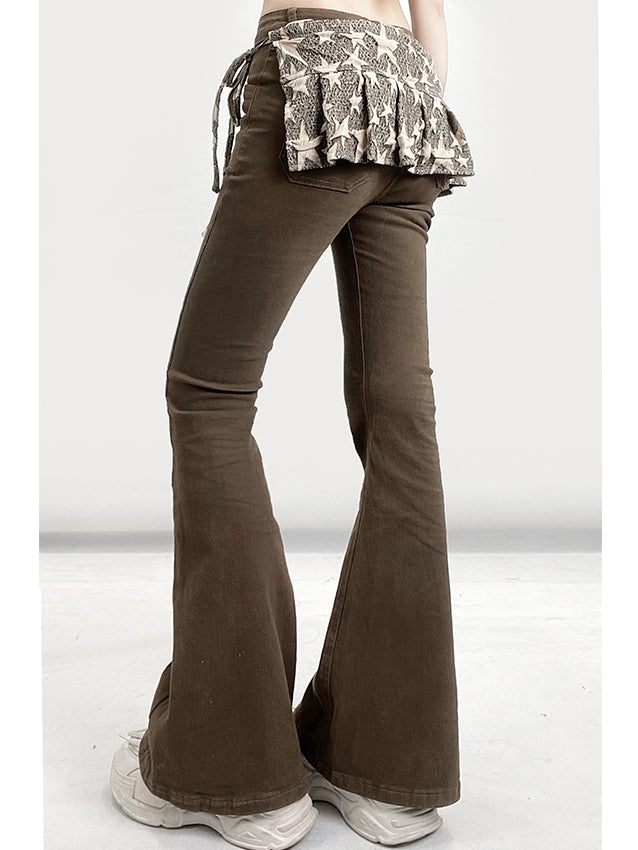 Star Flare With Millard Fashion Print Brown Silhouette Jeans