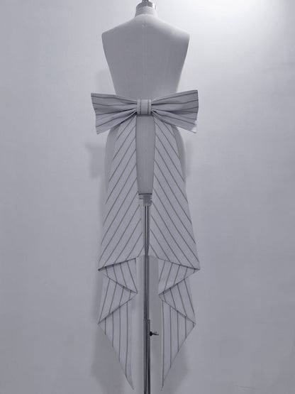 Big Theater Bunny Train Striped Bow White