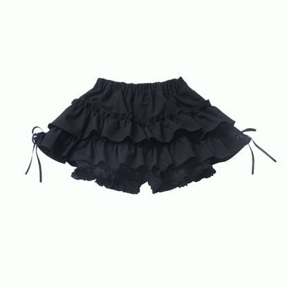 Schwarz/Karierte Pumphose mit elastischer Taille und Stufenrockfutter
