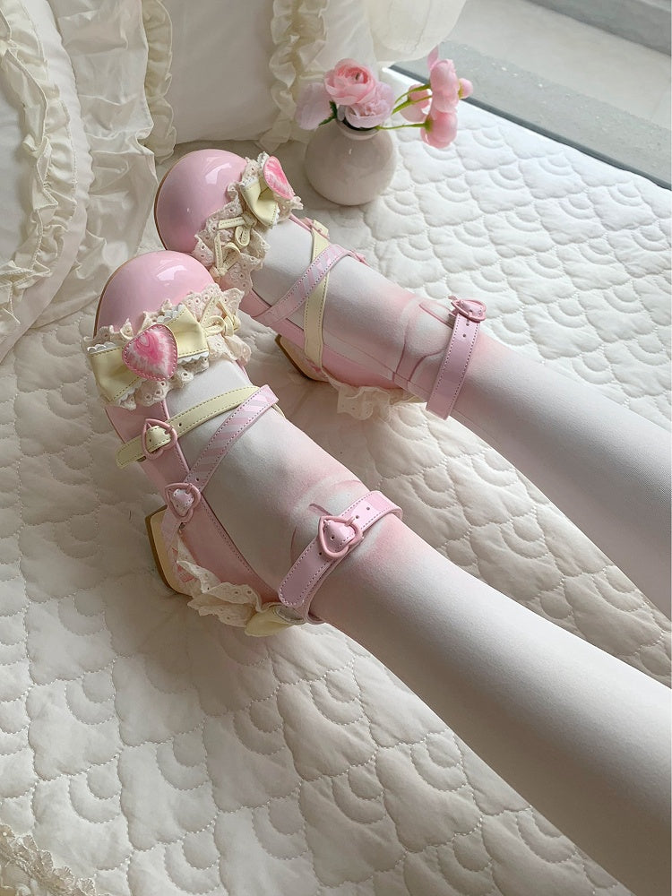 Schuhe Kuchen Erdbeere Lolita Mary Jane Pink Käse Süß