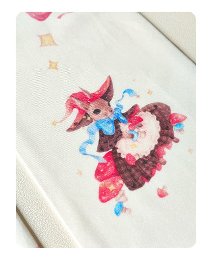 Bas au-dessus du genou à rayures blanches et roses, imprimé fraise et lapin