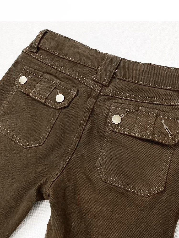 Star Flare With Millard Fashion Print Brown Silhouette Jeans