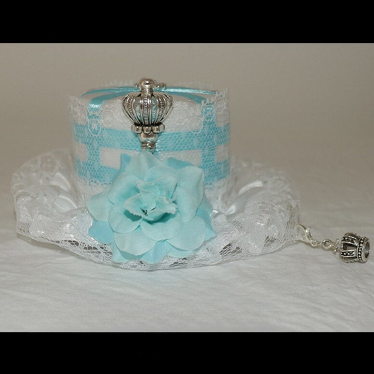Hat Trim Crown Design Lace Blue/Pink Floral Mini Decorated