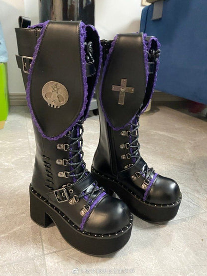 Bad Bunny Lace Trim Bunny Ears Platform Boots