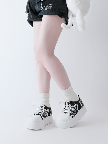 Black Star Applique Platform Sneakers