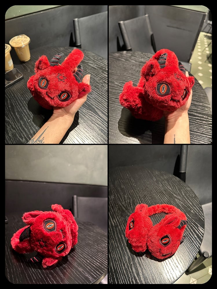 Red Devil Gothic Plush Ear Muffs