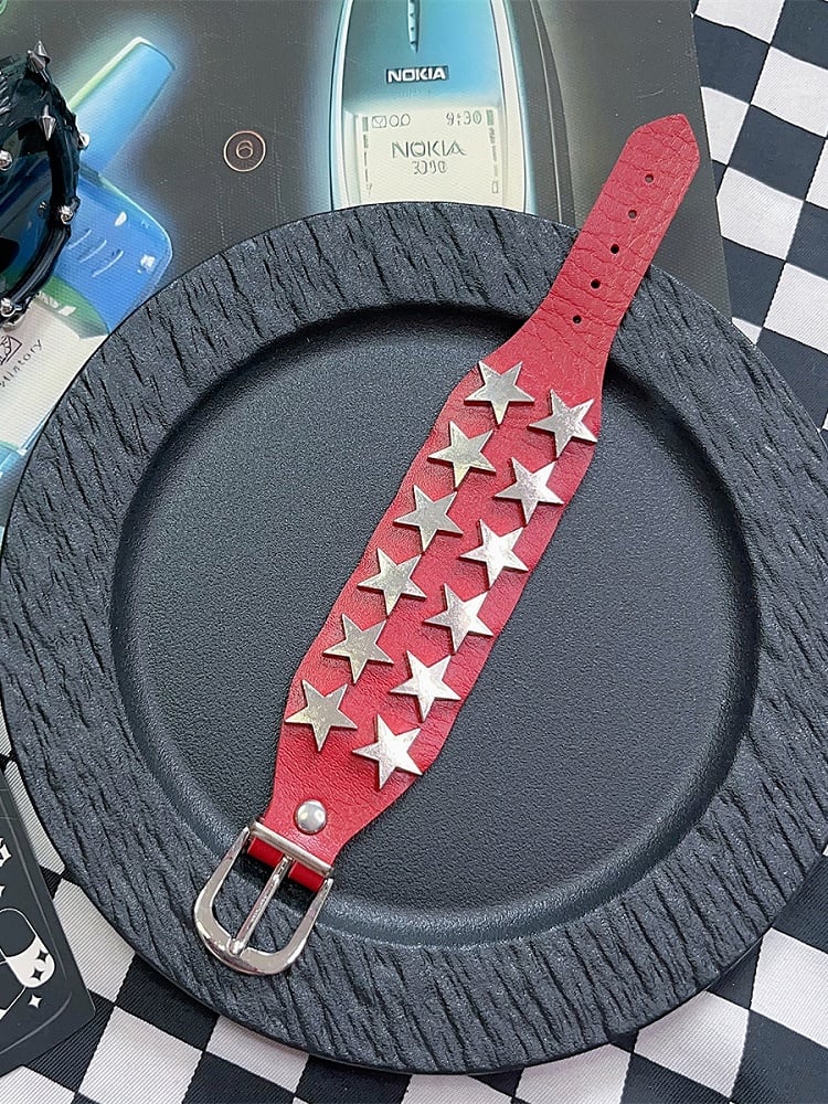 Details Rock Star Black/Red/Pink Bracelet Punk