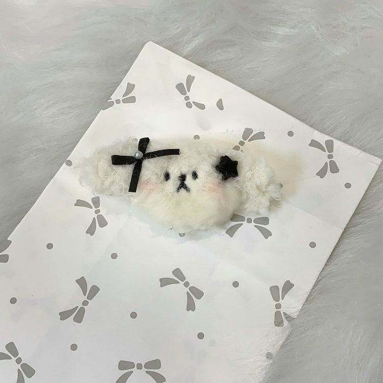 Barrette à cheveux en peluche bleue/rose/noire pour chiot