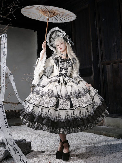 Tintenschimmer-Stil Schmetterling Schwarz Weiß Chinoiserie Stoff und